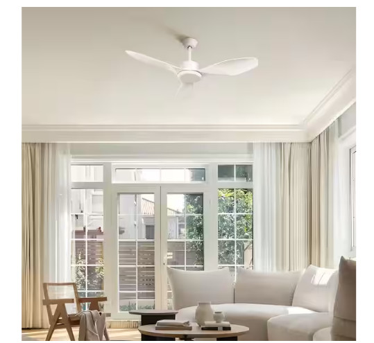 TOZING 48 in. Smart Indoor Modern Windmill White Flush Mount Ceiling Fan+Remote