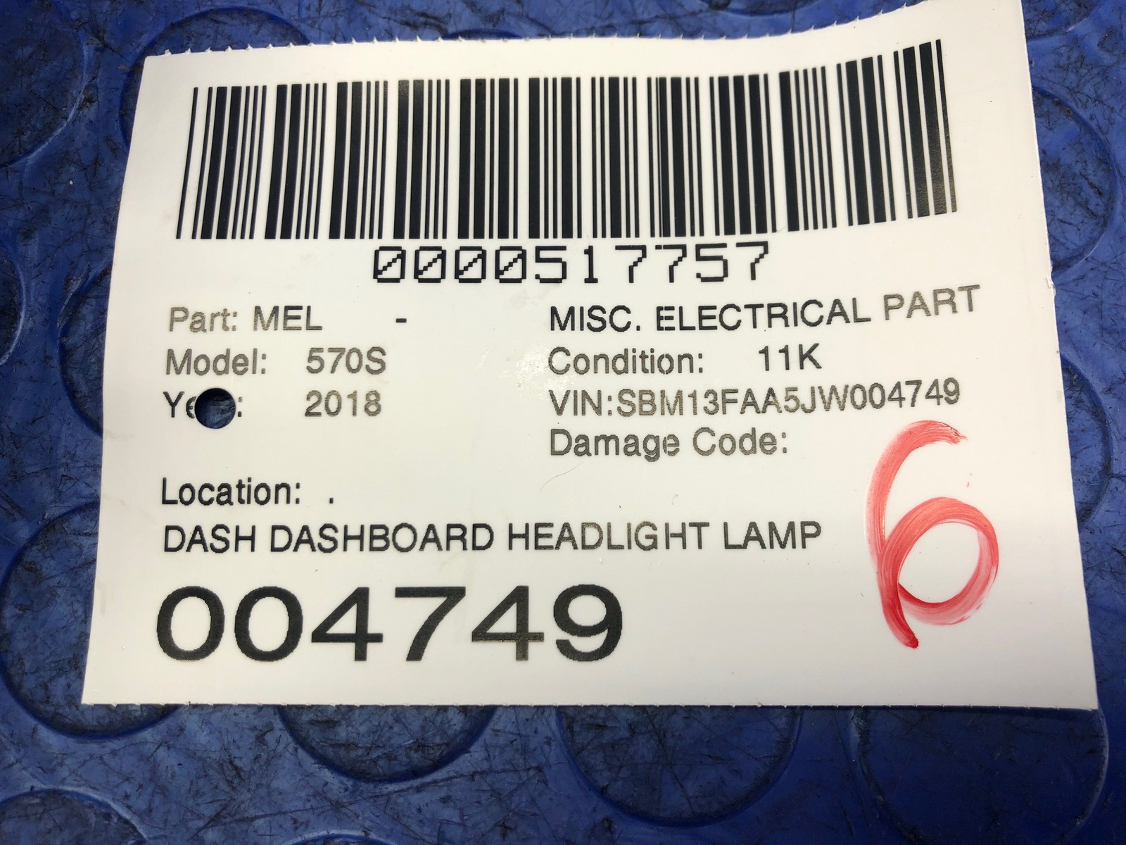 2016-2021 MCLAREN 570S OEM DASH DASHBOARD HEADLIGHT CONTROL SWITCH 13M0831CP