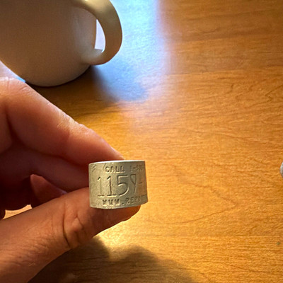 Engraved Silver Tone Adjustable Band Ring No Stone 19mm Stamped 1157 1005