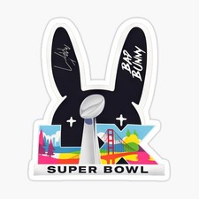 THE BIG GAME LX 60, Bad Bunny, Football Vinyl Die Cut Sticker
