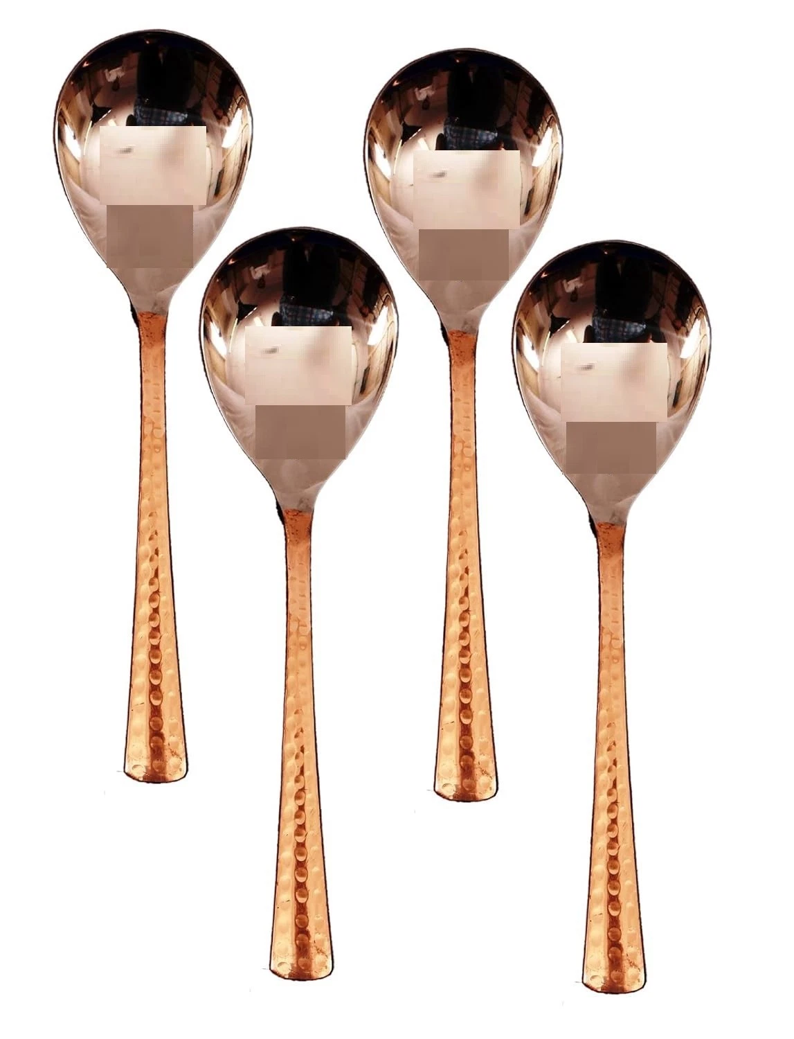 Steel Copper Rice Spoon Set of 4 for Serving Rice Home Hotel Restaurant 8 Inch