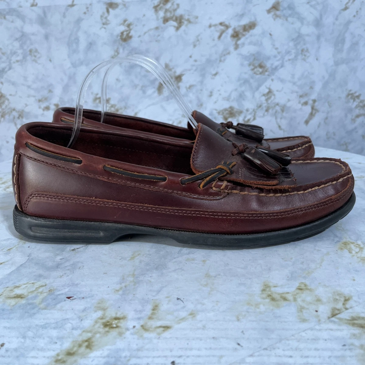 SPERRY Top Sider Brown Leather Boat Deck Shoes Kiltie Tassel Men\'s Size 9M Vintage 90s Sperry Tan Brown Leather Oxfords Boat Shoes Mens  main image 2