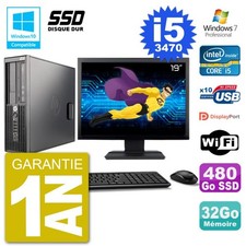 PC HP Z220 SFF Ecran 19" Core i5-3470 RAM 32Go SSD 480Go Graveur DVD Wifi W7