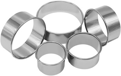 5 Pcs Round Cookie Cutter Stainless Steel Mousse Cake Molds Donut Pastry Cutter