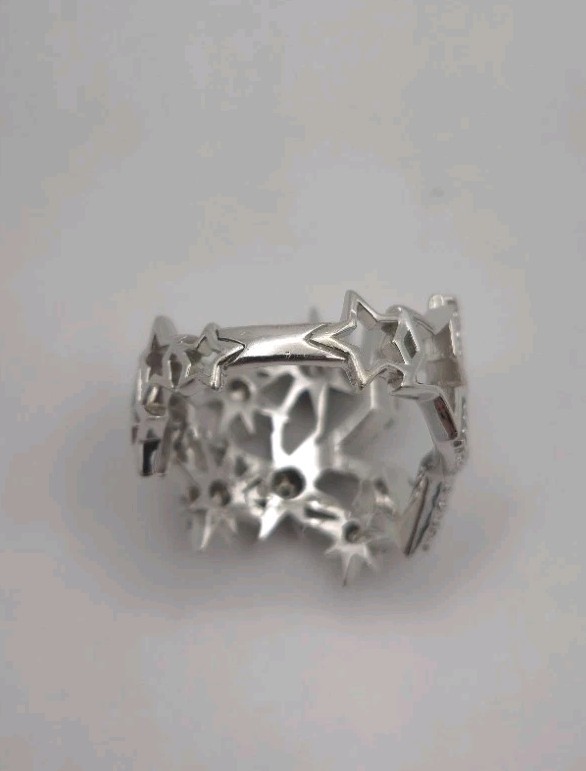 925 Sterling Silver Multi Star Ring Starbust Dazz… - image 6