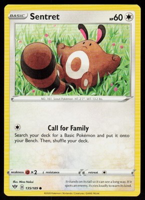 Sentret 135/189 Common Darkness Ablaze Pokemon Near Mint