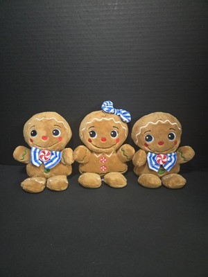 Set Of 3 Dan Dee Christmas Gingerbread Stuffed Toys 1 Girl 2 Boys 8''