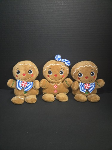 Set Of 3 Dan Dee Christmas Gingerbread Stuffed Toys 1 Girl 2 Boys 8"