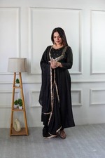 Presenting Heavy Star Georgette Black Gown Bottom With Dupatta For Function