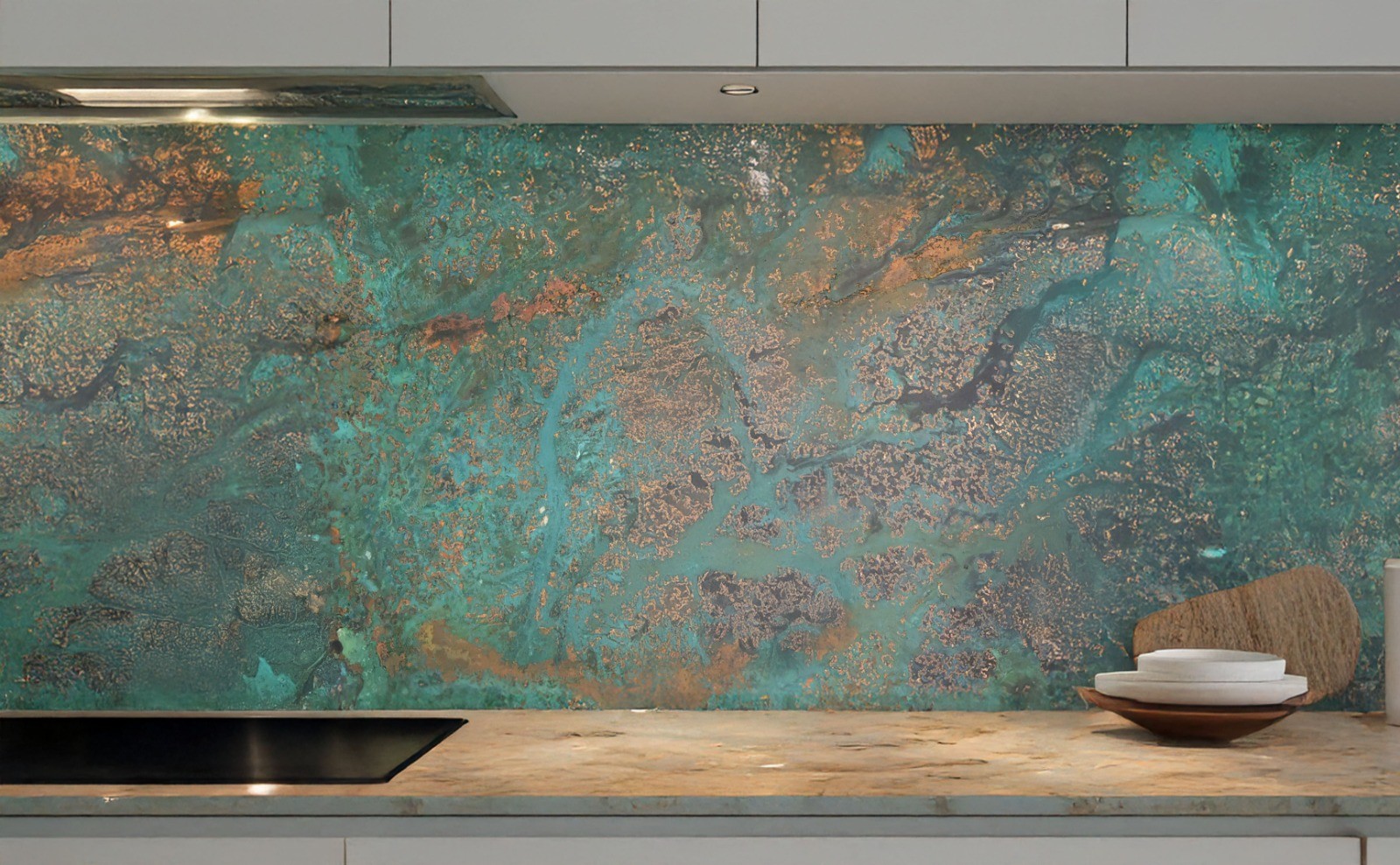 Echter Kupfer Wandpaneel handgefertigt – Küchenrückwand Deko Loft Industrie