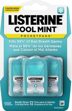 Listerine PocketPaks Breath Strips, Cool Mint, 24Strip Pack, 3 Pack