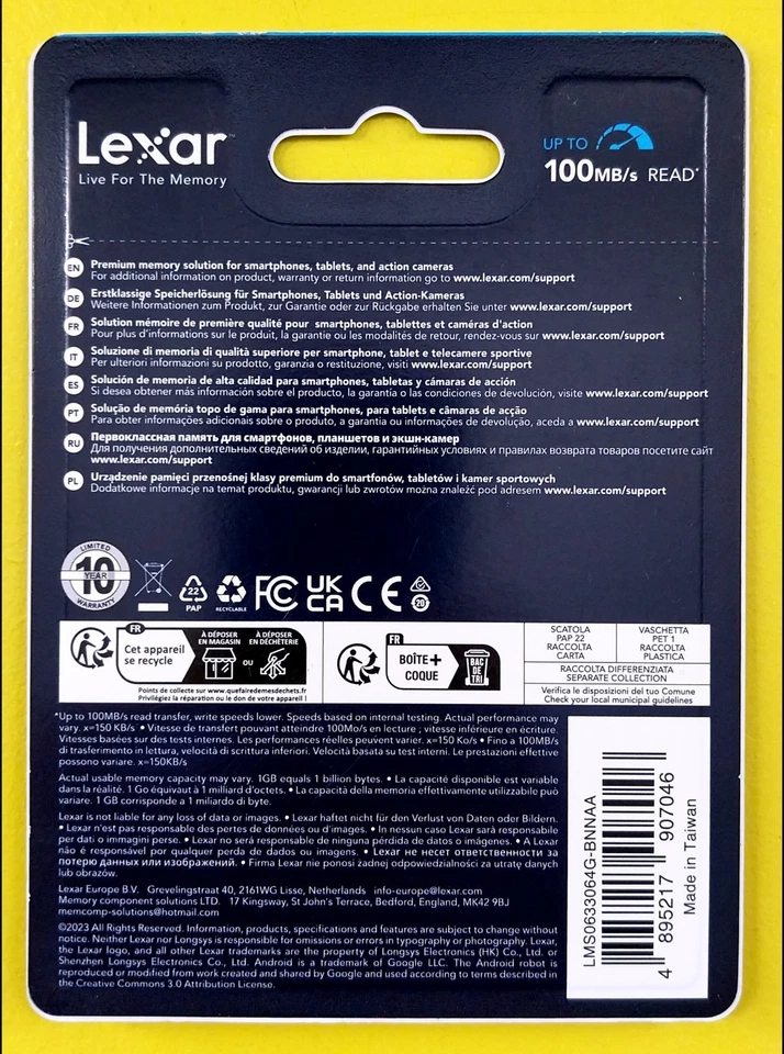 Lexar 64GB microSDXC PRO UHS-I V30 U3 633x 150MB/s 4K Memory Card- BNIP UK Stock - Image 2 of 4