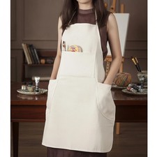100 Cotton Canvas Professional Bib Apron With 3 Pocket for Women Men Adults New