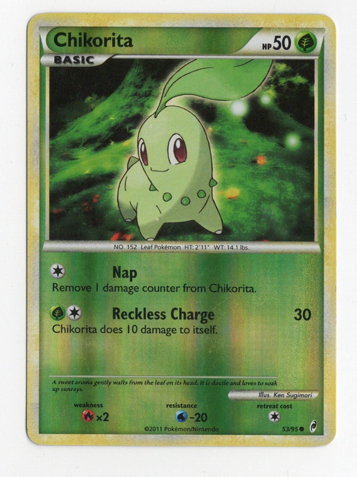2011 Pokémon Chikorita #53/95 Call of Legends Reverse Holo LP (See Desc)