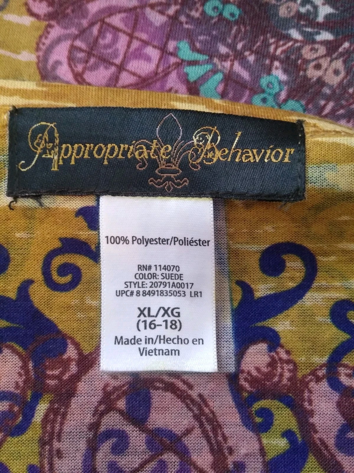 Appropriate Behavior XL Multicolored Paisley Squa… - image 2