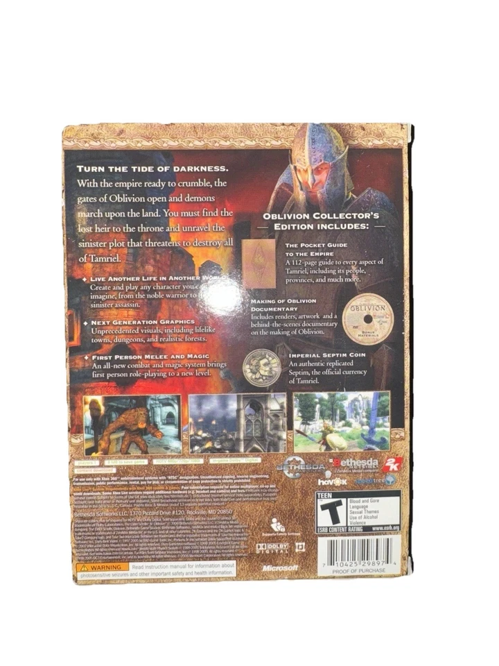 The Elder Scrolls IV: Oblivion Collector's Edition (Xbox 360) T Rating NEW - Image 4 of 4