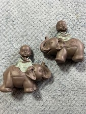 Buddhas reiten auf einem Elefanten Set 2 Figuren Statuen