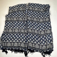One Size Dark Navy Boho Patterned Kimono Cardigan with Tassel Fringe