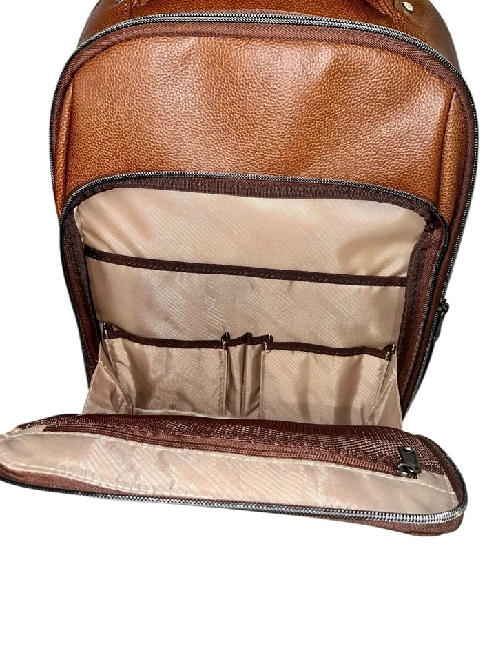 Samsonite Classic Leather Backpack Padded Computer Bag Overnight Excellent - Image 3 of 4