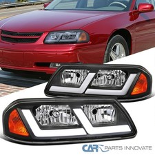 Black Headlights Fits 2000-2005 Chevy Impala Led Tube Lamps Leftright 00-05