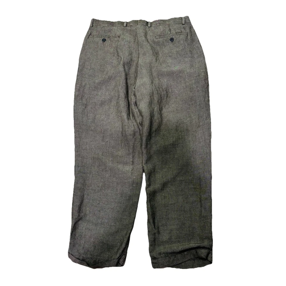 Pantalones Braggi Louis Raphael 34x27 Marrón Mezcla de Lino Puños Sueltos Slouchy - ¡DEFECTOS! Foto 2 de 4