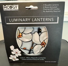 Modgy Luminary LED Lantern Candle Holder Flameless Floating Candles 4pc New