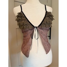 Edikted Olive Ruffle Lace Tie-Front Camisole with Mauve Body