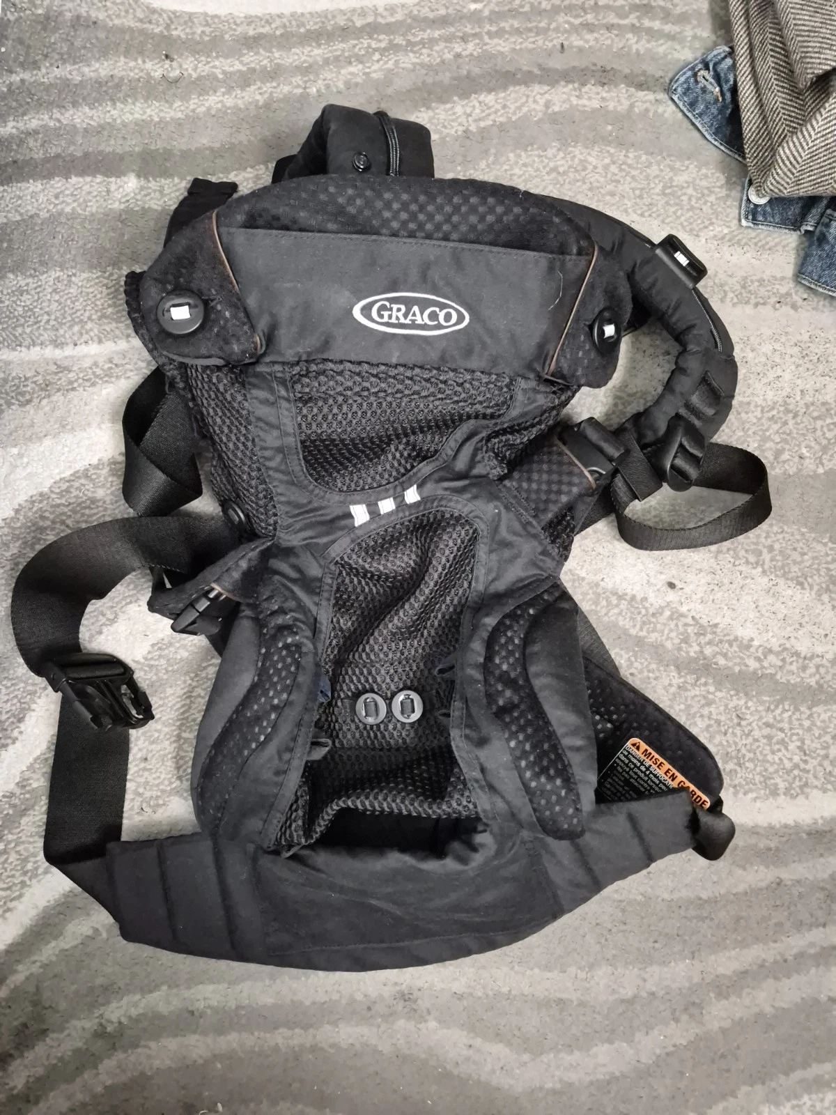 Graco Cradle Me 4-in-1 Black Mesh Baby Carrier Buckle Closure Size Adjustable
