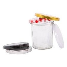 250ml Octagon Glass Jam Jars for Spices, Pickling or Preserves - Argon Tableware