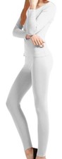 Womens 100 Cotton Waffle Knit 2 Pcs Thermal Set White Small Top Bottom