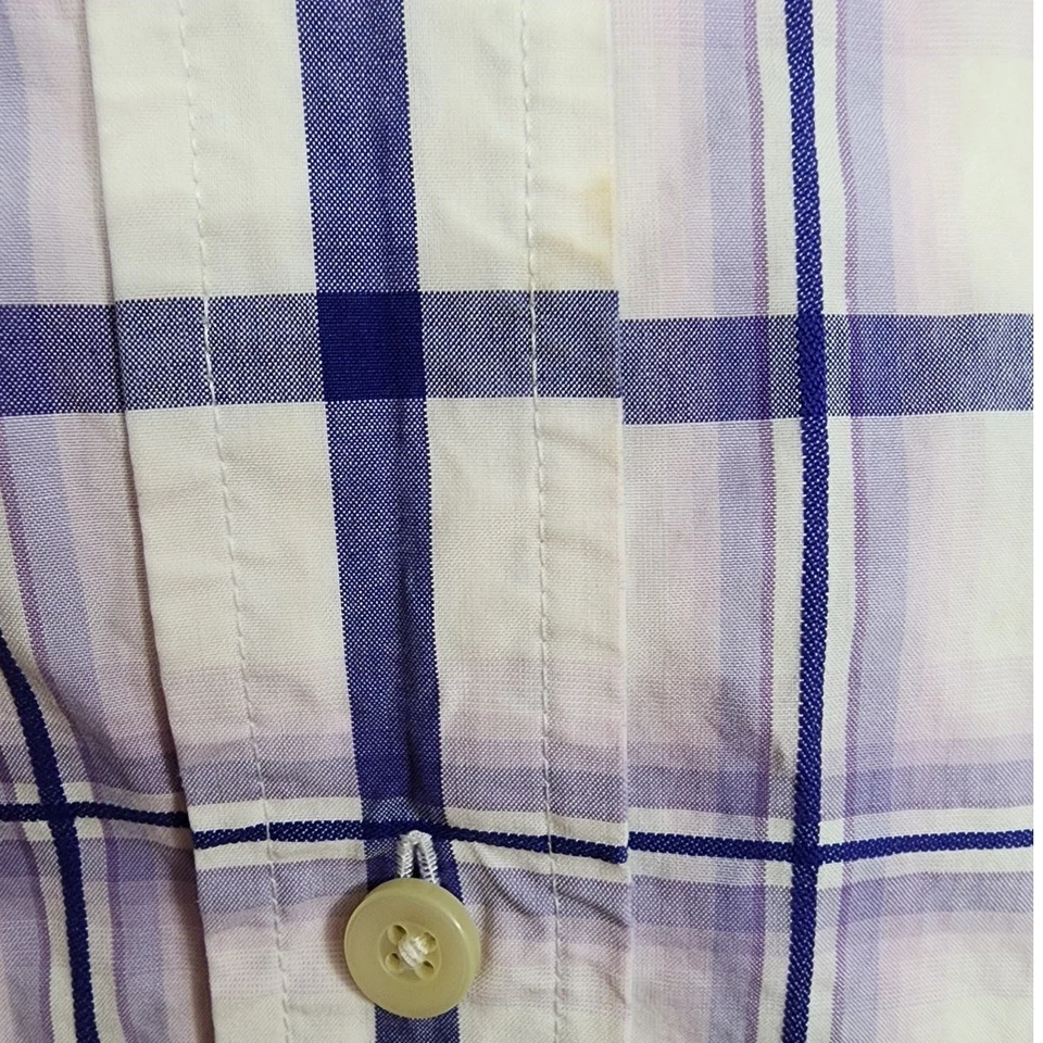 Camisa de Colección Años 90 Abercrombie & Fitch Para Hombres XL Púrpura Blanca A Cuadros Mangas Cortas Foto 3 de 4