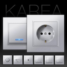 Schalter Steckdosenprogramm Steckdose Steckdosen Lichtschalter KAREA Silber