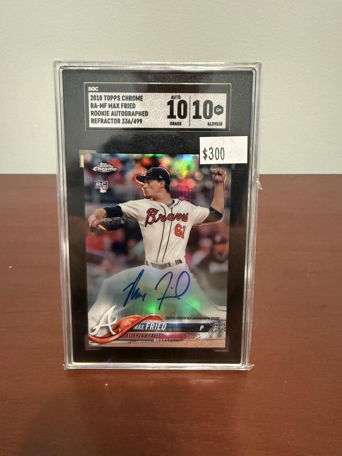 2018 Topps Chrome - Rookie Autographs Max Fried #RA-MF Refractor /499 (AU, RC)