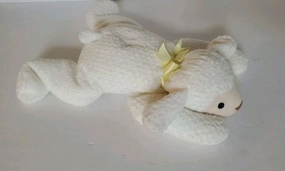 TY Beanie Buddies Collection Baba Pillow Pals White Lamb 1996 Yellow Bow Ribbon