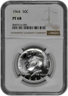 1964 50C Silver Proof Kennedy Half Dollar NGC Graded PF 68 in New Holder