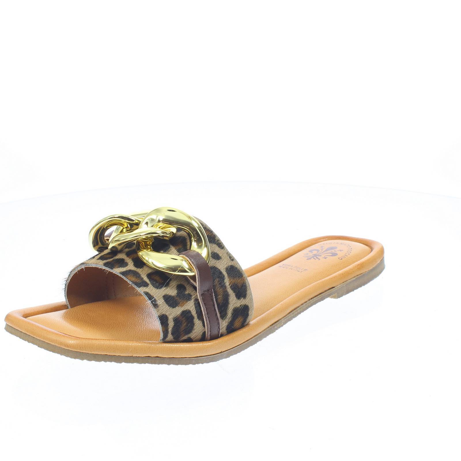 Джильо Чиабаттине в Пелле Леопардате Марроне - Талья, 36, Скарпе Донна Чиабатте