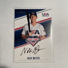 2018 USA Baseball Stars and Stripes College AUTO Black Ink #NME Nick Meyer /499