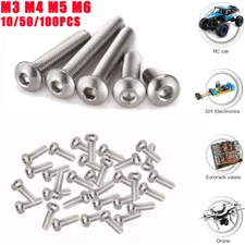10~100pc M3 M4 M5 M6 Stainless Steel Button Head Socket Screw 304 Hex-Key Metric