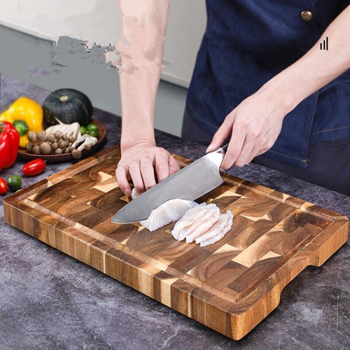 Acacia Wooden Chopping Board,Large Wood Cutting Board 38 x 28 x 3cm - Picture 6 of 10