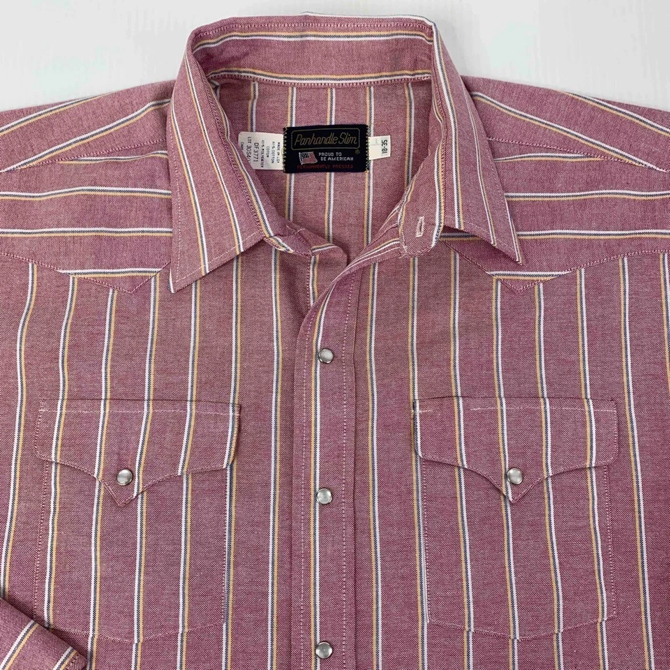 Camisa de vestir Panhandle delgada con botones rosa a rayas vaquero occidental 18-35 Foto 4 de 4