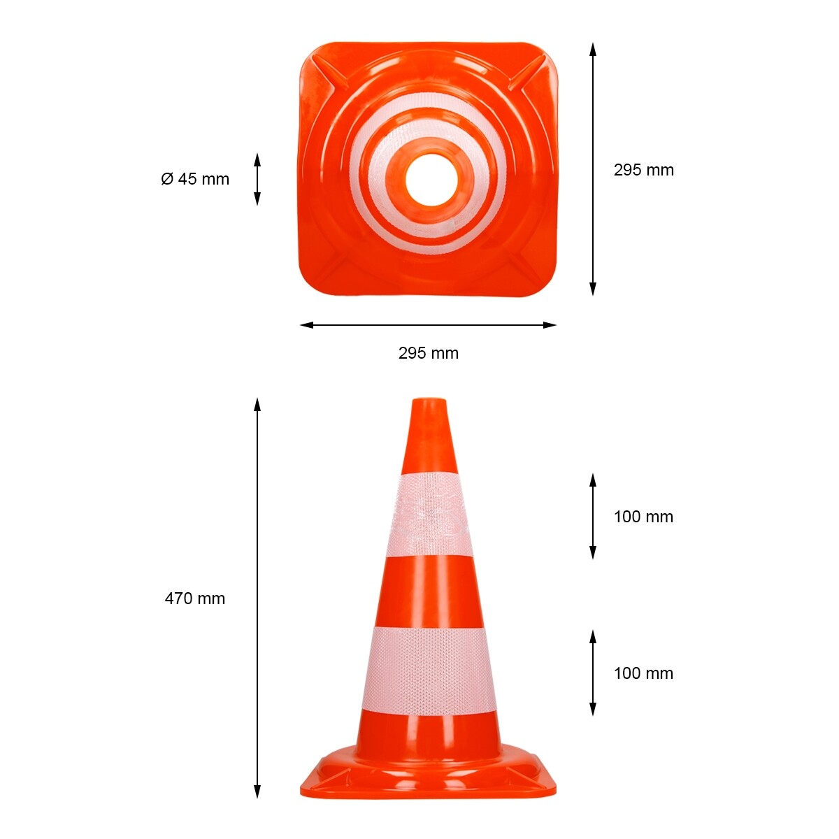 Vilmon 4er-Set Verkehrsleitkegel 75cm - Mit Reflektorband & Gummisockel