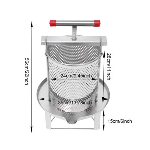 Máquina de prensa de miel de abeja 12,6 L Equipo de apicultura Herramienta Máquina de prensa de cera de miel - Imagen 2 de 12