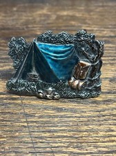 Vintage 1980 TENT CAMPING BERGAMOT BRASS WORKS HEAVY Brass Belt Buckle O-96 Used