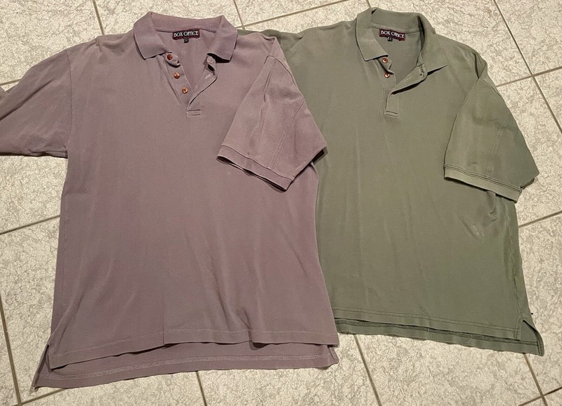 Lot of 2 - ‘90s Oversized Men’s Polo Shirts Size L-XL Green, Purple Heather