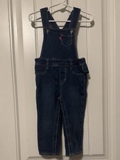 Levi's Overalls Size 24 Months Girls Toddler Blue Denim Jean Red Tab Stretch