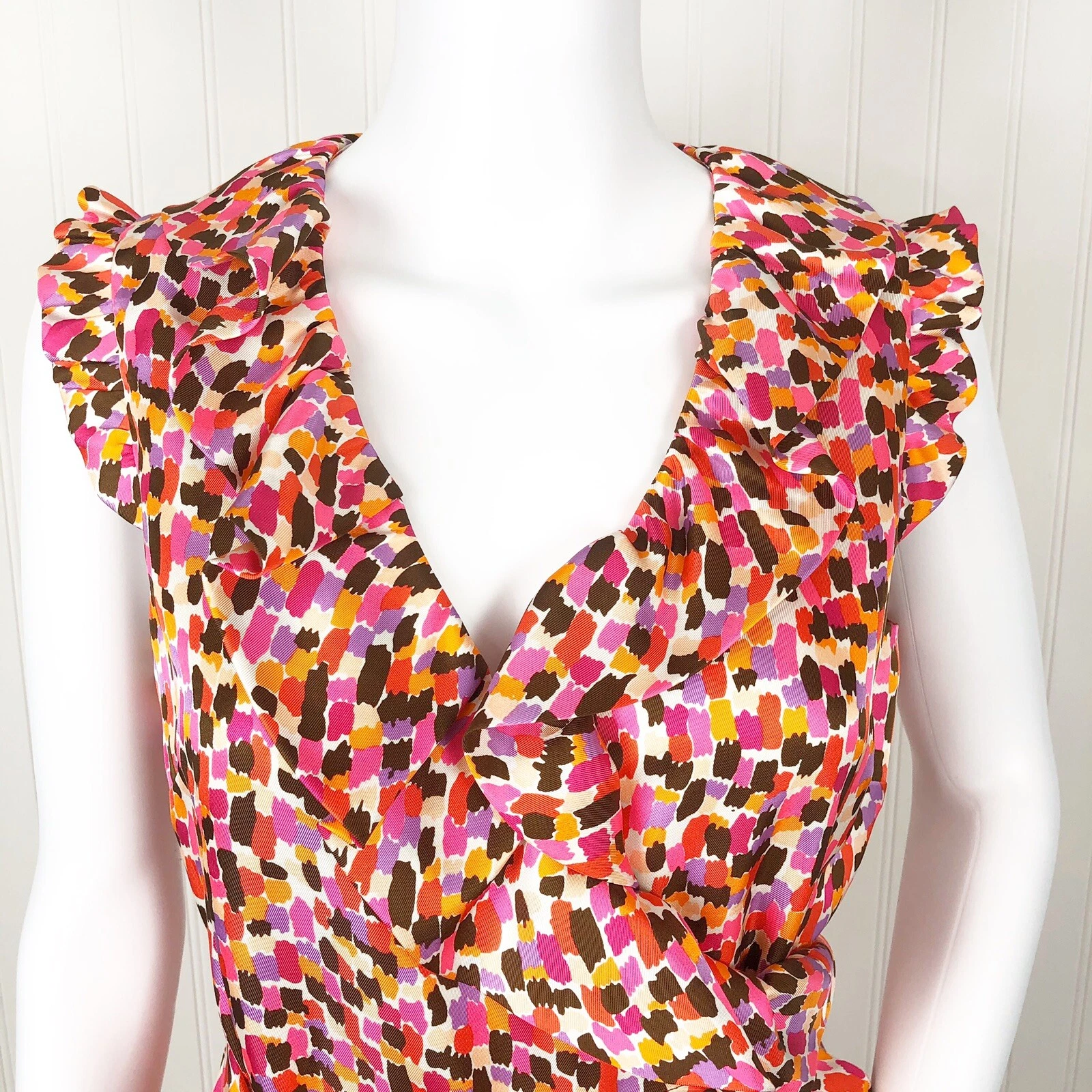 Abito donna Kate Spade Aubrey 100% seta avvolgente taglia 6