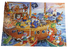 Pirate Jigsaw 80 Large Pieces Pirate Ship Cat Dog Whimsy Pieces HOP Pitates Ahoy