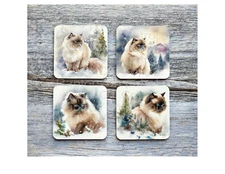 Himalayan Cat neoprene drink coasters, set of 4, CHOICE, absorbent