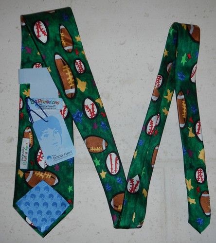 NWT Expressions The Jimmy Fund Sports Theme Football Baseball Mens Silk Neck Tie - Picture 6 of 7