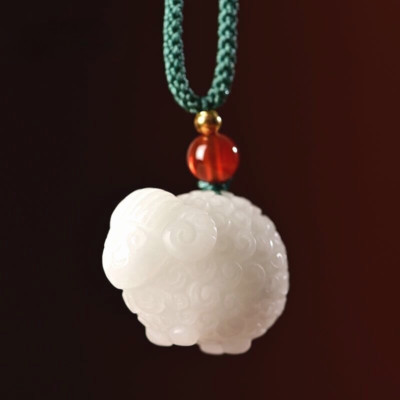Twelve Zodiac Sheep White Jade Pendant Zodiac Sign Three-dimensional Pendant